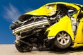 Yellow car accident Royalty Free Stock Photo