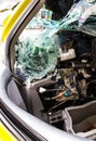 Yellow car accident Royalty Free Stock Photo