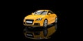 Yellow Car In Black Showroom Royalty Free Stock Photo