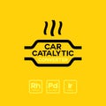 Yellow car catalytic converter system icon on a blue background
