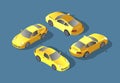 Yellow Car concept. Sedan automobile. Flat 3d transport high quality icon set. Car icons isolated vector . City