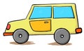 Yellow car - handdrawn cartoon