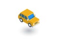 Yellow car, hatchback isometric flat icon. 3d vector Royalty Free Stock Photo