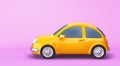 Yellow car isolated on pink background. Clipping path included Royalty Free Stock Photo