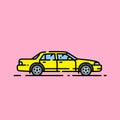 Yellow car line icon