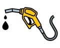 yellow car refueling icon. drops of gasoline.