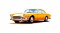 Elegant Yellow Car Illustration On White Background