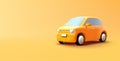 Yellow car retro vintage model 3d illustration, cartoon style cute vehicle