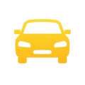 Yellow car silhouette. Simple front view of a auto for transportation or rental service. Vector Royalty Free Stock Photo