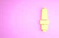 Yellow Car spark plug icon isolated on pink background. Car electric candle. Minimalism concept. 3d illustration 3D