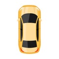 Yellow car top view vector illustration. Sedan car illustration. Royalty Free Stock Photo