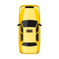 Yellow car top view vector illustration. Sedan car illustration. Royalty Free Stock Photo