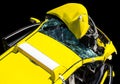 Yellow car was demolished Royalty Free Stock Photo