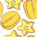 Yellow carambola seamless pattern