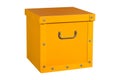 Yellow cardboard box, isolated.