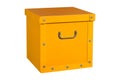 Yellow cardboard box, isolated. Royalty Free Stock Photo