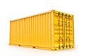 Yellow cargo container isolated on white background. 3D rendering