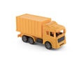 Yellow cargo delivery truck miniature isolated on white background