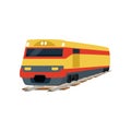 Yellow cargo railway train locomotive vector Illustration