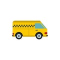 Yellow cargo taxi car icon, flat style