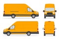 Yellow cargo van for delivery goods in differents view side, back, front. Vector illustration Royalty Free Stock Photo