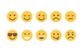 Yellow Cartoon Face Set Emoji People Different Emotion Icon Collection Royalty Free Stock Photo