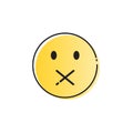 Yellow Cartoon Face Silent Not Speaking People Emotion Icon