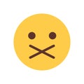 Yellow Cartoon Face Silent Shocked Emoji People Emotion Icon Royalty Free Stock Photo