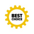 Yellow cartoon gear with words `Best Choice`