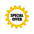 Yellow cartoon gear with words `Special Offer`