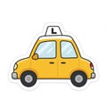 Yellow Cartoon Learner Car Illustration Royalty Free Stock Photo