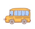 Yellow cartoon school bus isolated on white background Royalty Free Stock Photo