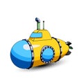 Yellow cartoon submarine with periscope and large portholes. Vector illustration isolated on a white background Royalty Free Stock Photo