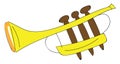 Yellow cartoon trumpet vector illustration