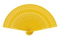 Yellow Carved Wooden Hand Fan. 3d Rendering Royalty Free Stock Photo