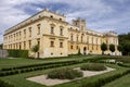 The yellow castle in Slezske Rudoltice, Czech Republic with beautiful chateaux gardens