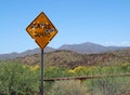 A Yellow Cattle Guard Sign in the Tonto National Forest of Arizona