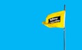 Yellow caution beach flag Royalty Free Stock Photo