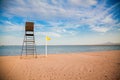 Yellow caution flag on the beach in Egypt Royalty Free Stock Photo