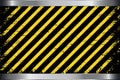Yellow caution stripe background with metal steel and grunge. Grunge yellow caution stripe vector illustration Royalty Free Stock Photo