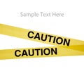 Yellow caution tape on white with copy space Royalty Free Stock Photo