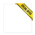 Yellow caution tape with words `Special Offer`, corner label Royalty Free Stock Photo