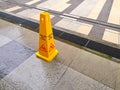 Yellow Caution warning cone signage