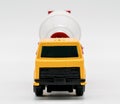 Yellow Cement Mixer Truck Toy Isolated On White