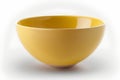 Yellow ceramic bowl isolated on white background. 3d render. Side view.