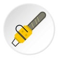 Yellow chainsaw icon circle