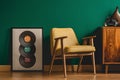 Yellow chair in vintage interior