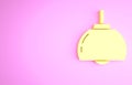 Yellow Chandelier icon isolated on pink background. Minimalism concept. 3d illustration 3D render