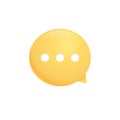 Yellow chat bubble in skeuomorphic style. Vector illustration. Royalty Free Stock Photo