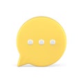 Yellow chat bubble speech think message cyberspace dialogue 3d icon realistic vector illustration